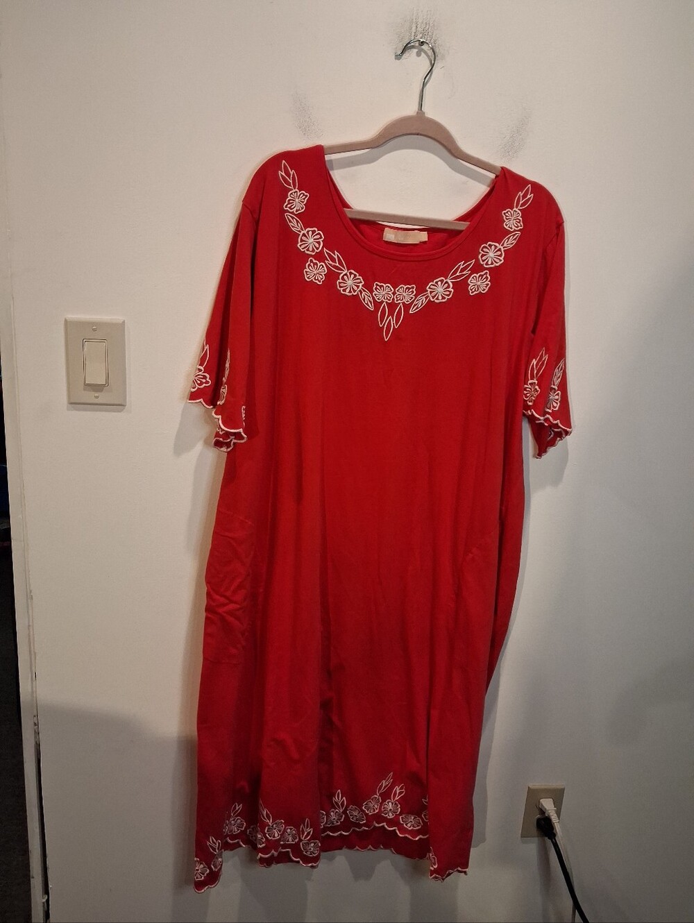La Cera Size 2x Boho Cotton Knit Dress With Pockets